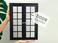 1/6 Scale Wooden Dollhouse Door: Black Double Panoramic French Patio Doors