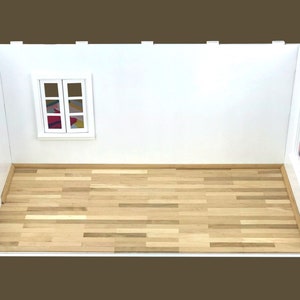 1/12 scale Longer Roombox with 2 Windows, Doors, Wood Flooring, Wallpapers and Skirting board image 2
