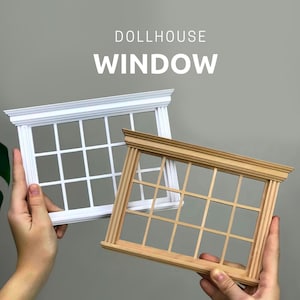 1/12 scale Dollhouse 15 pane Window, balcony miniature window, DIY accessory, Wood windows, Dolls window