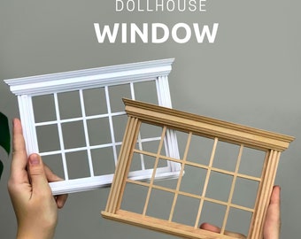 1/12 scale Dollhouse 15 pane Window, balcony miniature window, DIY accessory, Wood windows, Dolls window