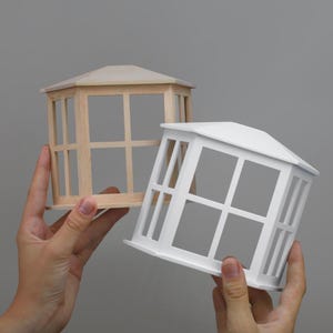 1/12 scale Dollhouse bay window, DIY accessory, Wooden windows, Dolls window