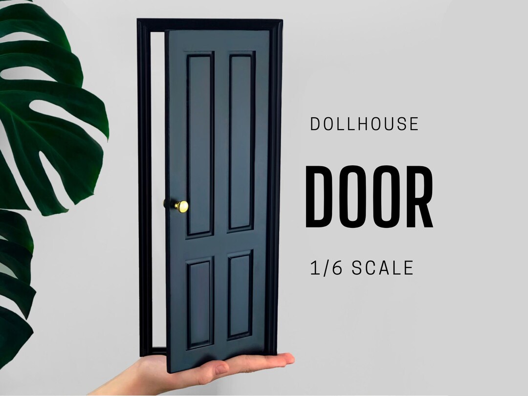 1/6 Scale 4 Panel Wooden Door for Dollhouse, DIY Accessory, Miniature 1 ...
