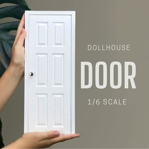 1/6 scale 6 panel DollHouse wooden Door, DIY accessory, Miniature 1-6 scale door