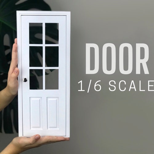1/6 Scale Dollhouse Door With Glass DIY Accessory Miniature - Etsy