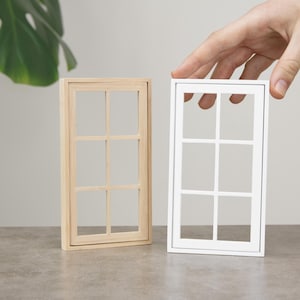 1/12 scale Dollhouse 1 frame 6 pane Window, DIY accessory, Miniature window with glass, Dollhouse window