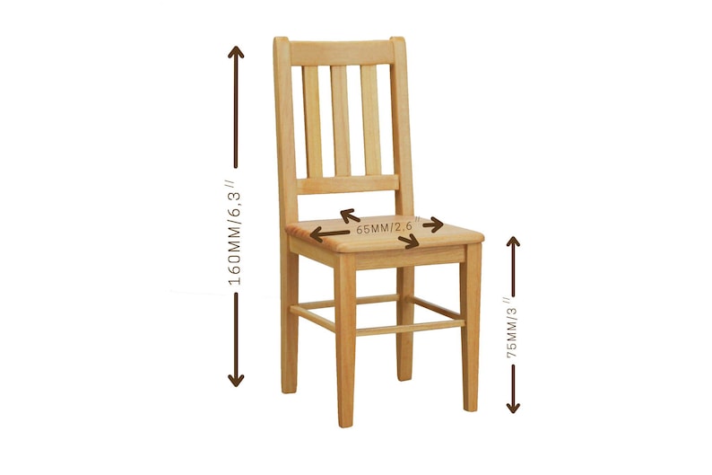 Chaise de cuisine à l'échelle 1/6, chaise de maison de poupée, meubles miniatures, peinte écologique image 8