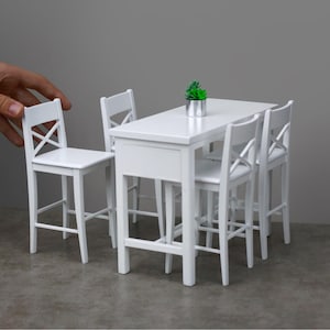 1/6 scale Dollhouse Bar table with chairs, 1-6 scale, miniature furniture