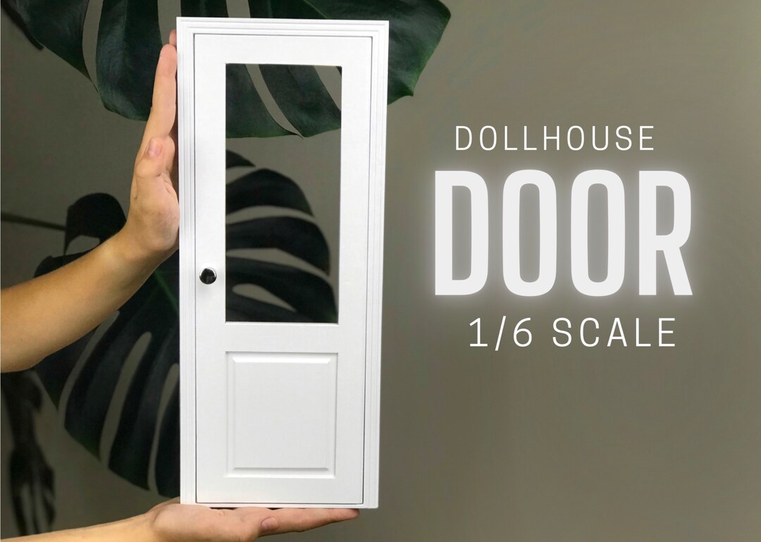 1/6 Scale Dollhouse Door With Glass DIY Accessory Miniature Etsy