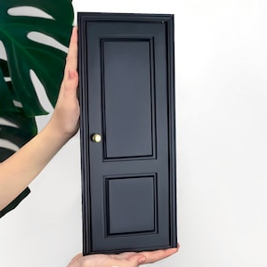 1/6 scale 2 panel wooden Door for DollHouse, DIY accessory, Miniature 1-6 scale door, Black painted