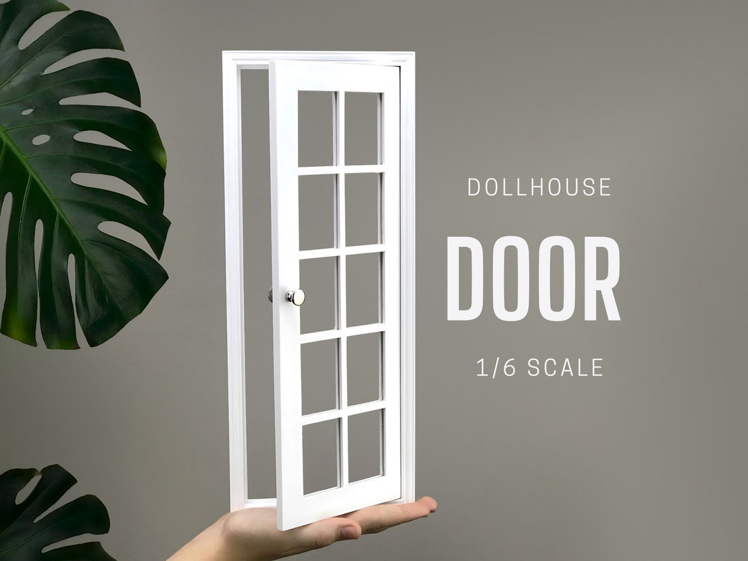 1/6 Scale Wooden 1 Leaf Panoramic Door With Glass, for Dollhouse, DIY Accessory, Miniature 1-6 ...