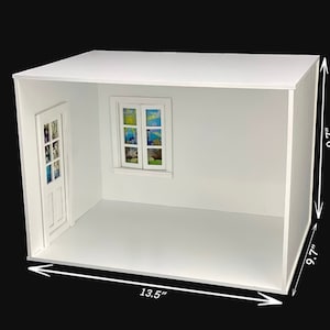 1/12 Scale Dollhouse Roombox: White MDF with Window & Door image 9