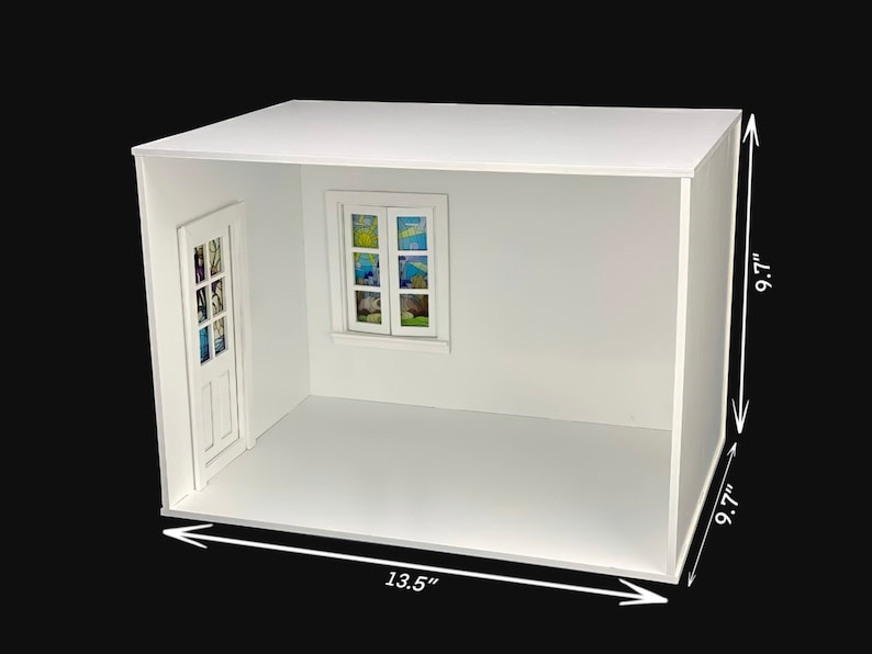 1/12 Scale Dollhouse Roombox: White MDF with Window & Door image 9
