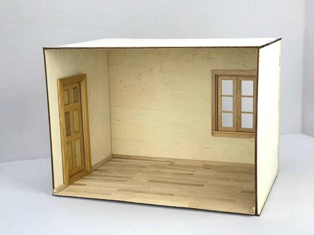 1/12 Scale Roombox With Window, Door and Flooring, DIY Roombox