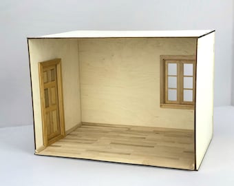 1/12 Holz Roombox Bausatz: DIY Puppenhaus Miniatur