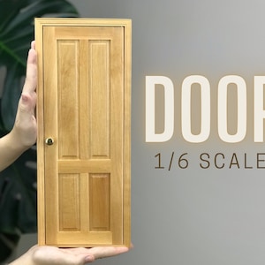 1/6 scale DollHouse Internal 4 panel Door, DIY accessory, Miniature Wood door