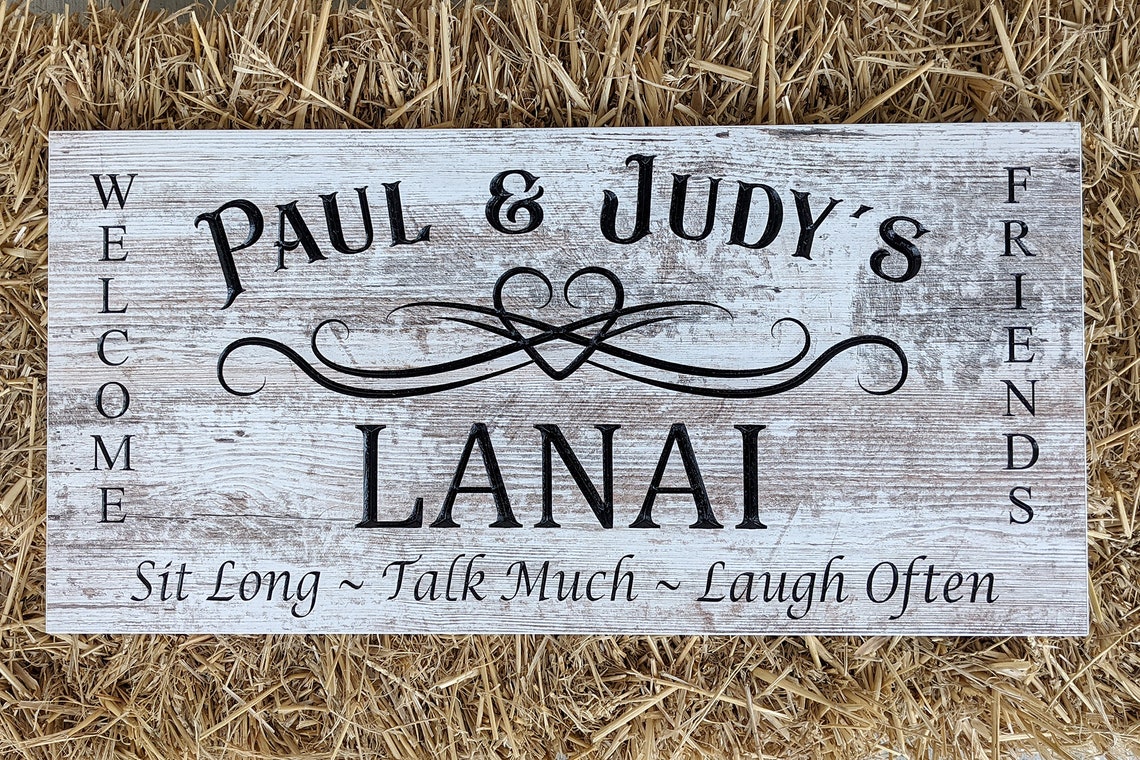Lanai Sign Personalized Family Name Sign Engraved Sign Etsy