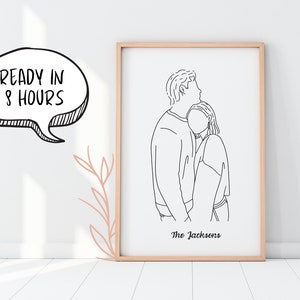 Personalizado personalizado pareja línea dibujo retrato regalo, minimalista, aniversario para ella, él, socio único especial esposa sentimental marido
