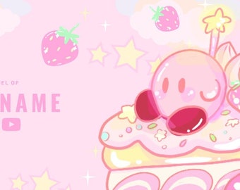 Twitch Banner - Kirby strawberryshort cake