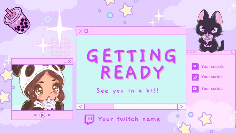 Bubbly Kitty - Twitch Overlays - Etsy
