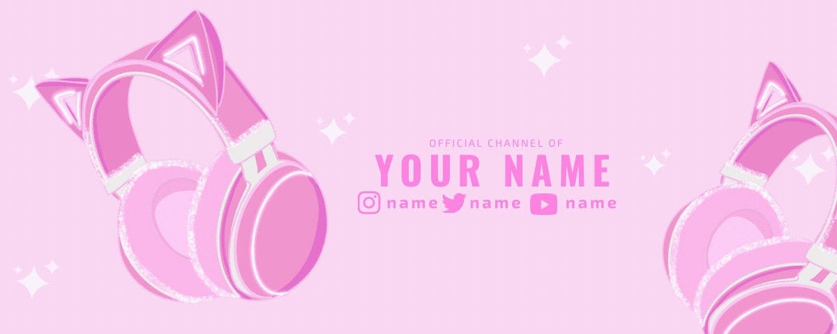 Twitch Banner Pink Headphones Etsy 日本