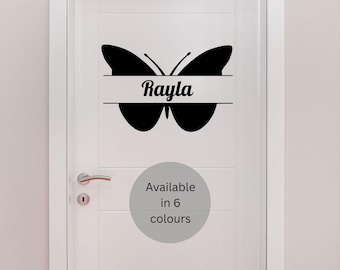 Custom Butterfly Name Decal, Personalised Removable Vinyl Wall Sticker for Kids Room, Nursery, Door, Girl's Name Decor - Butterfly Wall Art