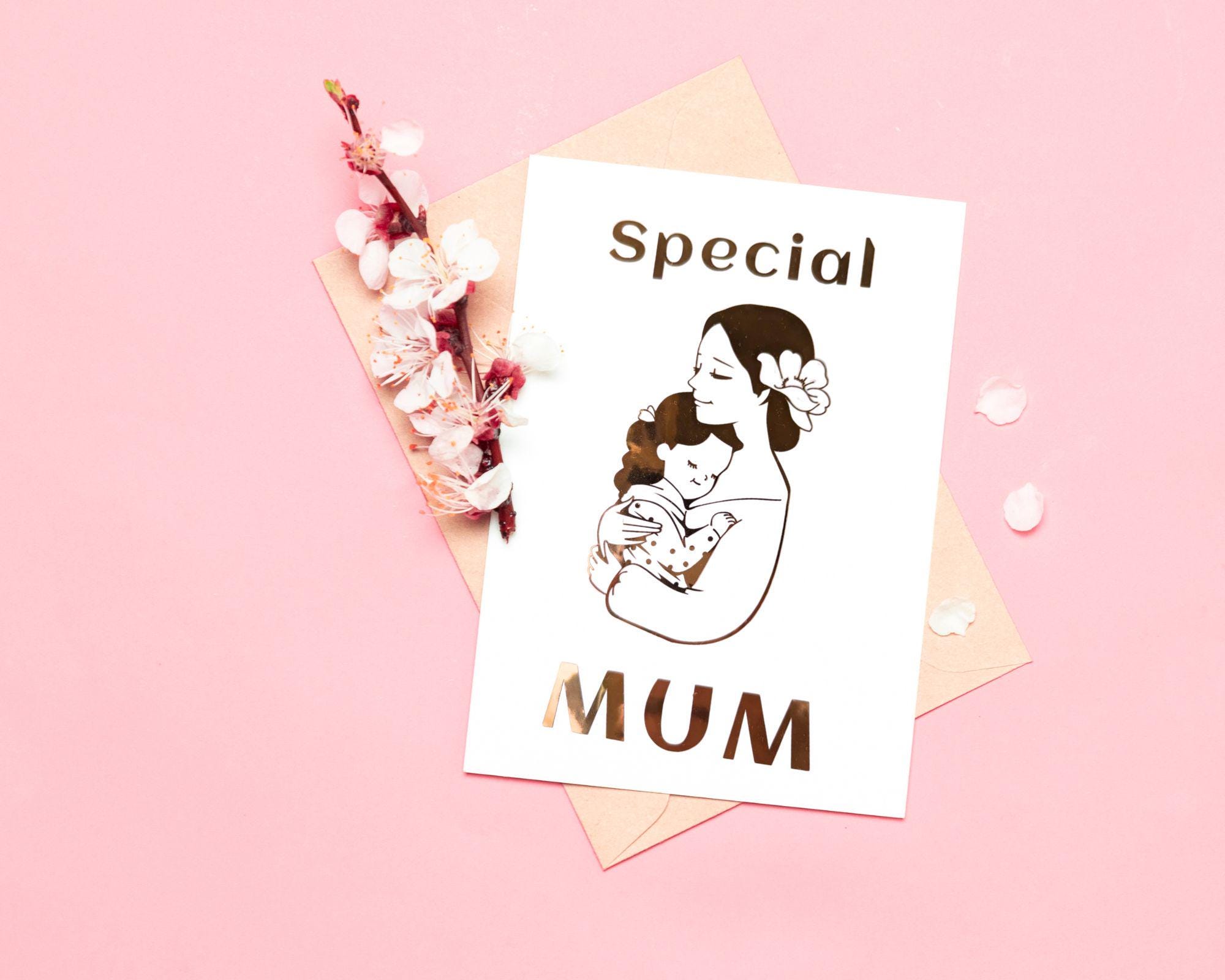 Tarjeta de lujo para el Día de la Madre hecha a mano / Tarjeta de vinilo dorado para mamá / Elegante regalo personalizado para el Día de la Madre / Tarjeta de felicitación hecha a mano para mamá