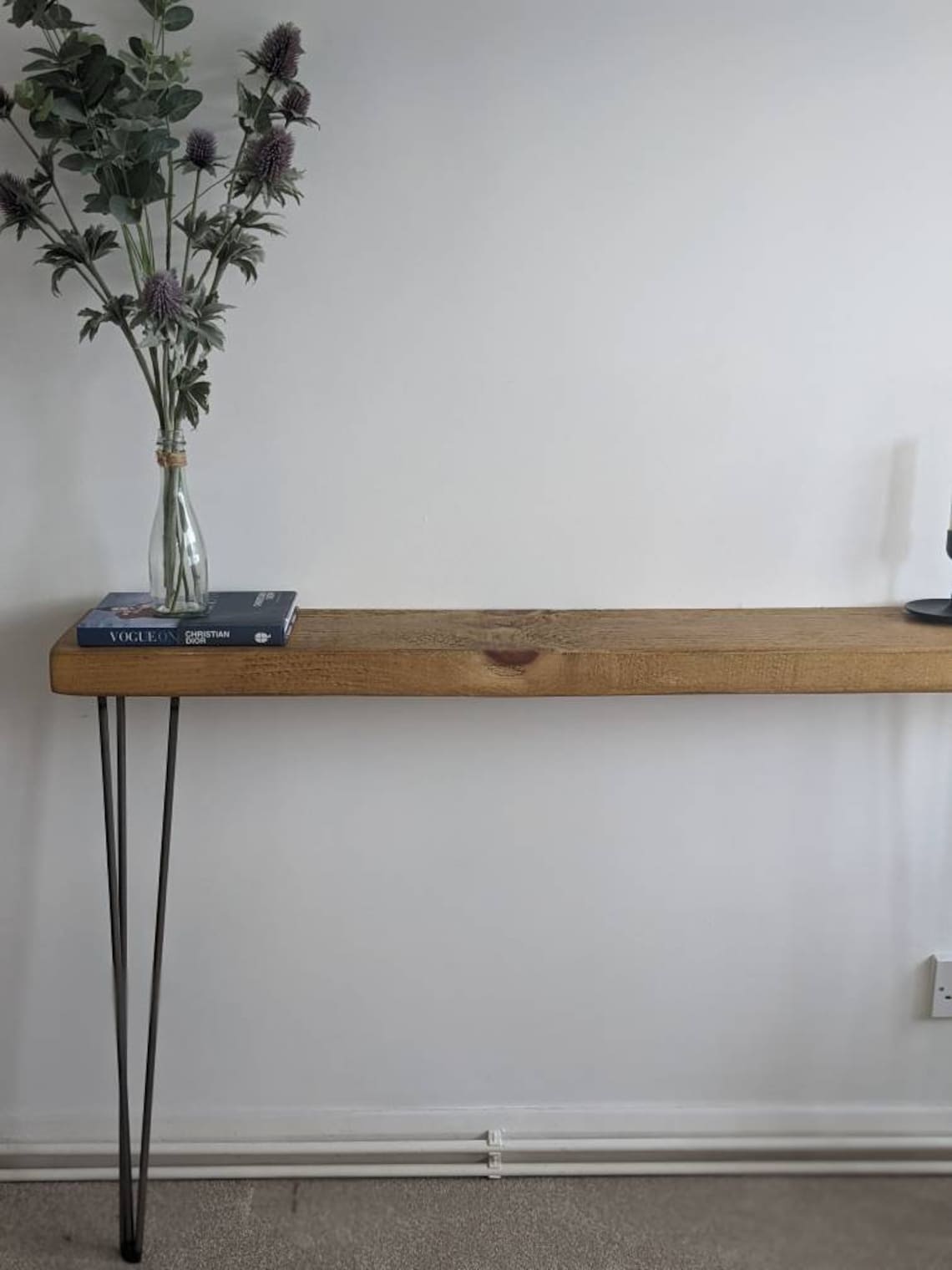 Rustic Console Table with Hairpin Legs Solid Wood BIRCHOVER Etsy