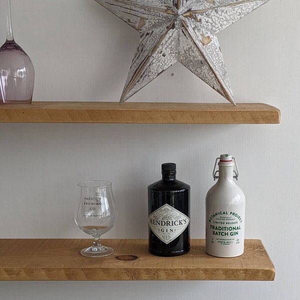Rustic Floating Shelves Hand Crafted  Solid Wood BIRCHOVER FURNITURE 20cm Depth 2.5cm Thickness