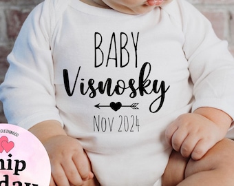 Custom Pregnancy Announcement Onesie®, Last Name Baby Onesie®, Baby Onesie® Announcement, Pregnancy Announcement Onesie®, Baby Bodysuit