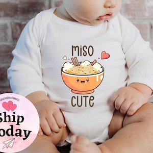 Miso Cute Onesie®, Baby Shower Gift, Cute Baby Onesies®, Newborn, Unisex Baby Clothes, Baby Shower Gift, Unisex Baby Clothes, Hipster Baby image 1