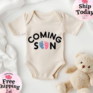 Coming Soon Baby Announcement Onesie®, Personalized Announcement Baby Bodysuit, Cute Baby Reveal, Cute Baby Onesie®, Vintage Bodysuit