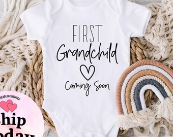 First Grandchild Coming Soon, Baby Announcement Onesie® to Grandparents,  Pregnancy Announcement, Grandparent Reveal, Grandparents Onesie®