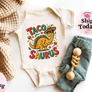 Taco-Saurus Bodysuit, Cinco de Mayo Onesie®, Funny Baby Onesie®, Mexican Baby Clothes, Baby Shower Gift, Latino Toddler Shirt, Cute Onesie®