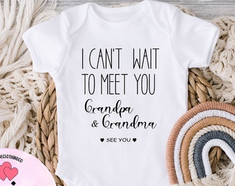 I Can't Wait to Meet You Grandpa and Grandma see you soon Onesie®, Grandparents Announcement Onesie® , Grandma & Grandpa BOdysuit, new baby