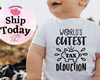 World's Cutest Tax Deduction Baby Onesie®, Funny Baby Bodysuit,  Pregnancy Announcement Onesie® - Funny Baby Shirt, Pregnancy Reveal Onsie
