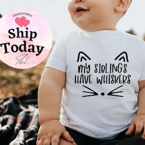 My Siblings Have Whiskers Onesie®®, Cat Lover Onesie®®, Baby Shower gift, Cat Onesie®®, Funny Animal Lover Baby Bodysuit, Cute Baby Tees