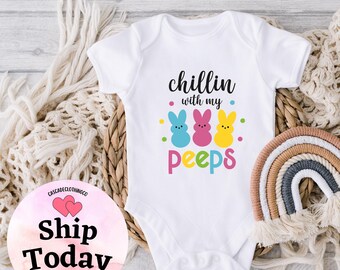 Chillin With My Peeps Baby Onesie®, Cute Baby Onesie®, Cute Easter Shirt, Funny Easter Kids Tee, Kids Easter Shirt,Easter Bunny Baby Onesie®