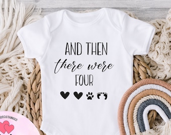 And then there Were Four Onesie®, Pregnancy Announcement Bodysuit, Baby Shower Gift, Baby Coming Soon Bodysuit, Baby Announcement Kid Shirt