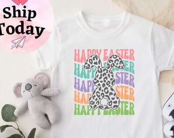 Happy Easter Onesie®,Leopard Bunny Shirt, easter Kids shirt, Easter baby Bodysuit, Easter Toddler Gift, Easter Bunny Tees, Cute Easter Shirt