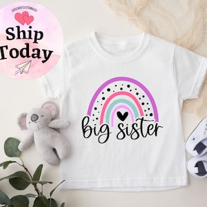 Big Sister rainbow Toddler shirt, Big Sister Announcement, Big Sister Onesie®, Pregnancy Reveal Shirt,Big Sister Baby Bodysuit, Sister To Be