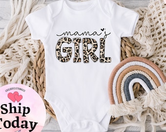 Mama's Girl Leopard Bodysuit, Mama's Girl Onesie®, Baby Girl Onesie®, Mothers Day Gift, Baby Girl tshirt, Cute Leopard Baby Onesie®