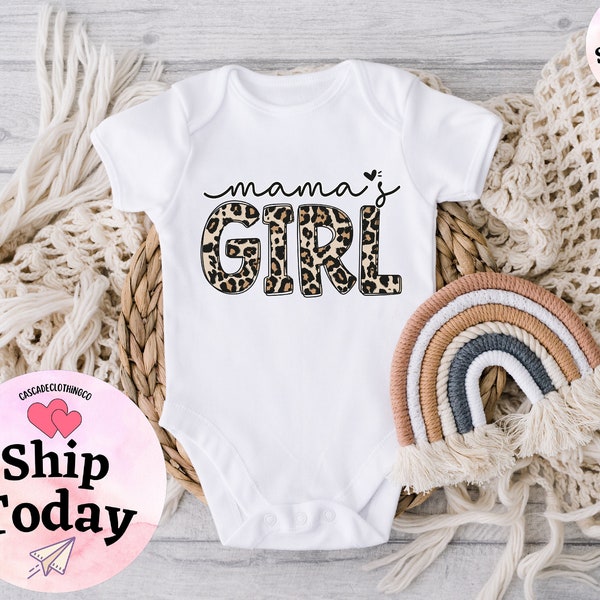 Mama's Girl Leopard Bodysuit, Mama's Girl Onesie®, Baby Girl Onesie®, Mothers Day Gift, Baby Girl tshirt, Cute Leopard Baby Onesie®