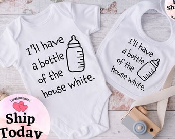 I'll Have A Bottle Of The House White Onesie®, Funny baby Onesie®, Cute Natural Baby Onesie®, Cute Wine Baby, Pregnancy Announcement reveal