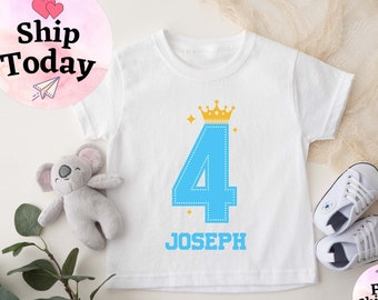 Custom 4thBirthday toddler Boy tee, Personalized Fourth Birthday Gift, 4th Birthday Onesie®, Customized Fourth Birthday Toddler Shirt