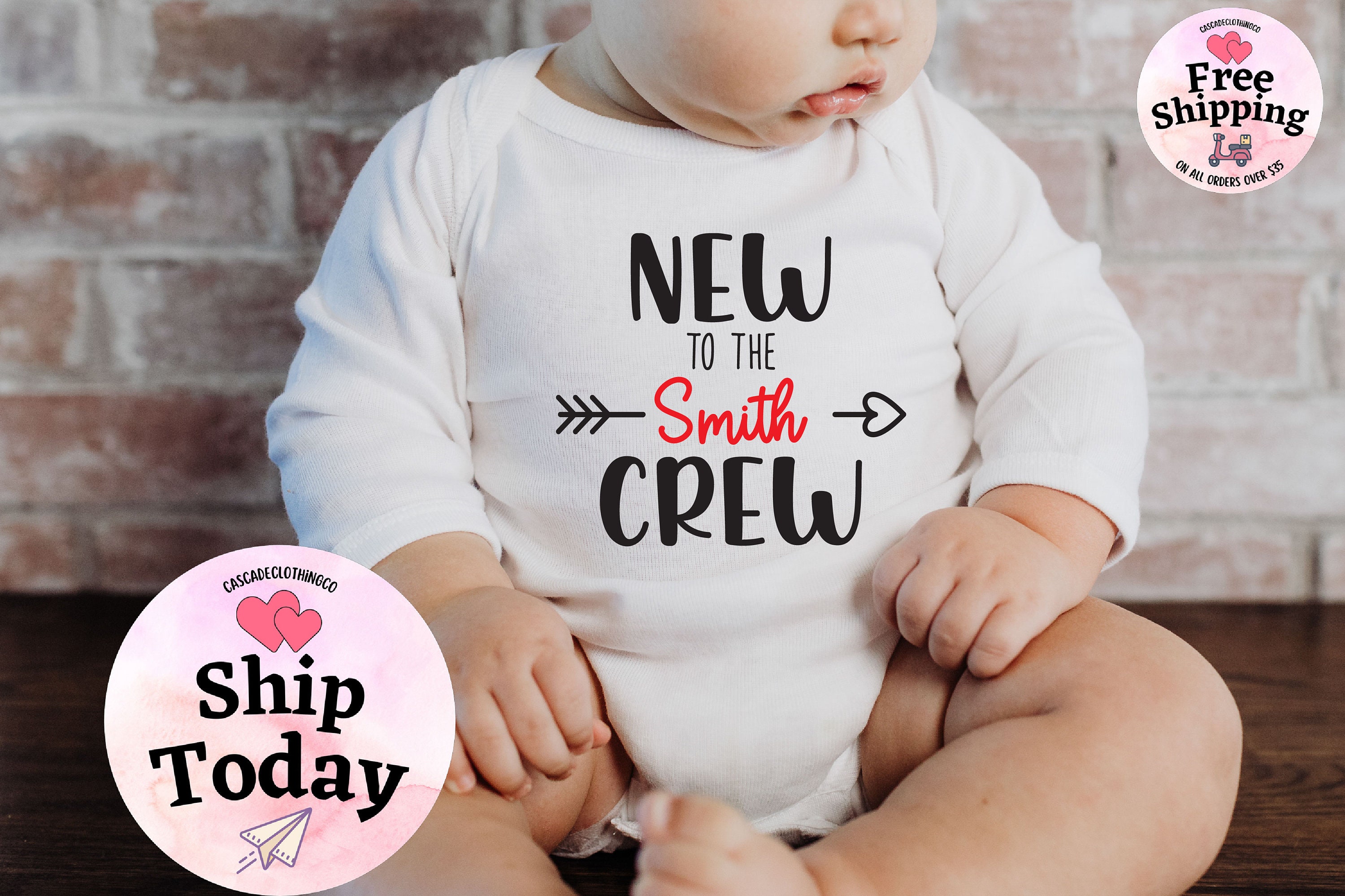 Personalized New To The Crew Onesie®, New To The Crew Custom Baby Bodysuit, New To The Crew Toddler Shirt, Baby Shower Gift, New To The Crew