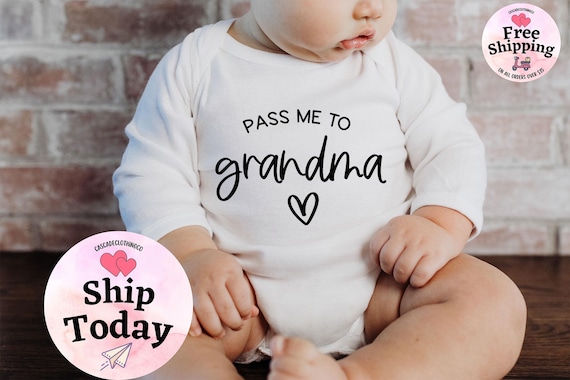 Pass Me To Grandma Baby Onesie®, Funny Baby Toddler Shirt, Baby Announcement Onesie®, Cute Baby Gift, Gift for New Grandma, Newborn Gift