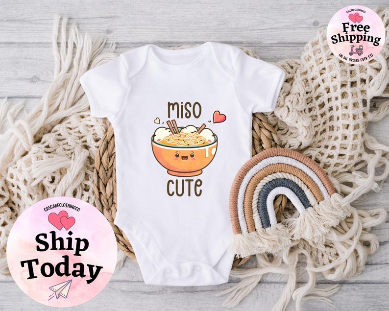 Miso Cute Onesie®, Baby Shower Gift, Cute Baby Onesies®, Newborn, Unisex Baby Clothes, Baby Shower Gift, Unisex Baby Clothes, Hipster Baby image 4
