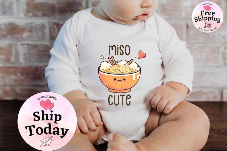 Miso Cute Onesie®, Baby Shower Gift, Cute Baby Onesies®, Newborn, Unisex Baby Clothes, Baby Shower Gift, Unisex Baby Clothes, Hipster Baby image 1