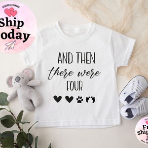 And then there Were Four Onesie®, Pregnancy Announcement Bodysuit, Baby Shower Gift, Baby Coming Soon Bodysuit, Baby Announcement Kid Shirt image 5