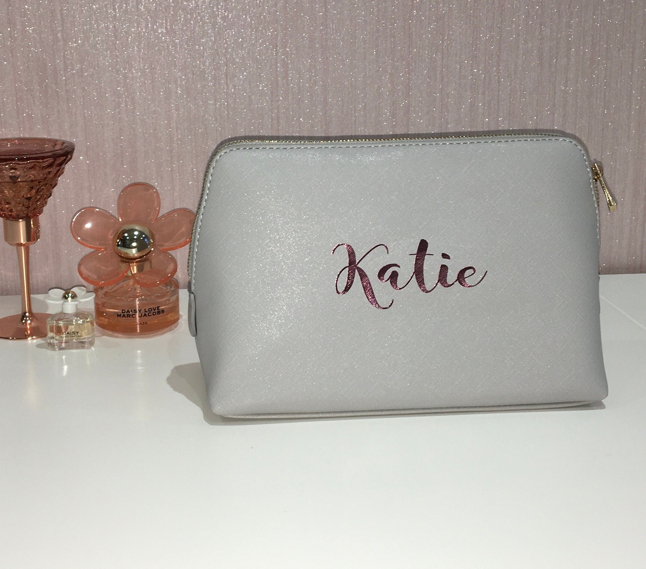 Personalised Name Makeup Bag Initials Toiletry Bag Leather Etsy UK
